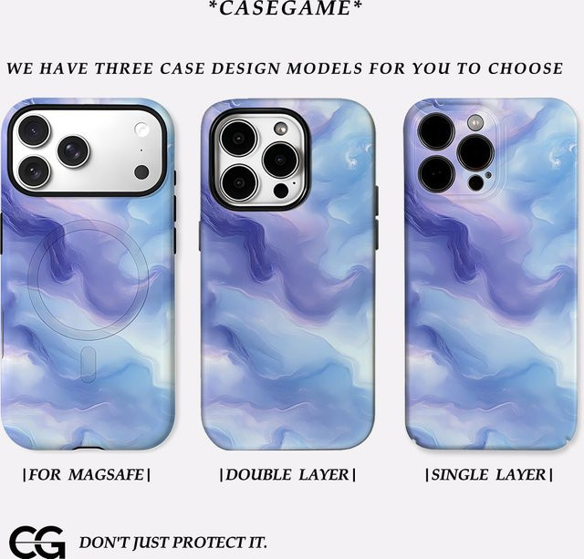 Potdemiel Handyhülle Lilac Wave Swirl für iPhone 17 16 15 14 13 Pro Max Plus mit doppelschichtiger Rückseite in Purple - Bild 1