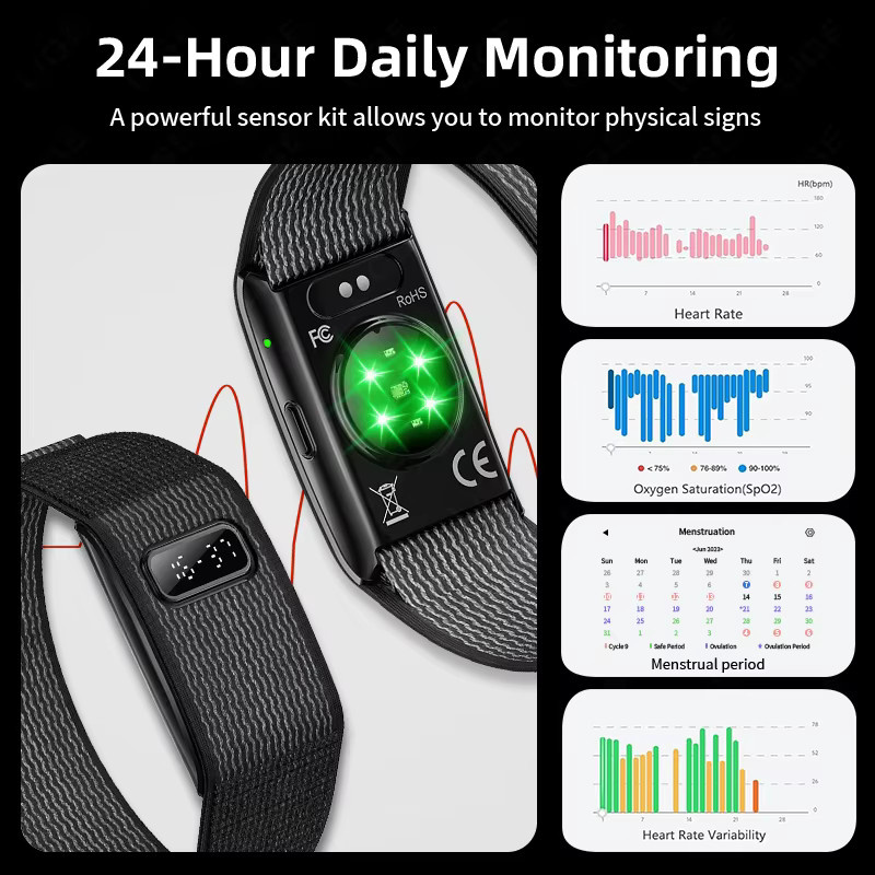 LIGE Smartwatch, Schwarz, Textil/NATO, Unisex - Bild 2