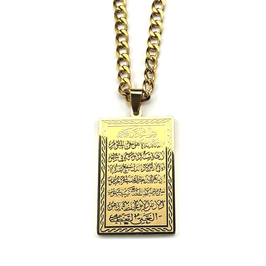 JYTF Halskette, Rechteckiger Anhänger, Edelstahl, Gold, Unisex - Bild 2