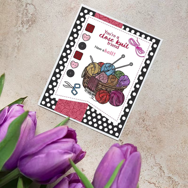 Transparenter Silikon-Stempel mit warmem Strickmotiv für DIY-Sammelalben und Kartenherstellung, 11 x 16 cm - Bild 2