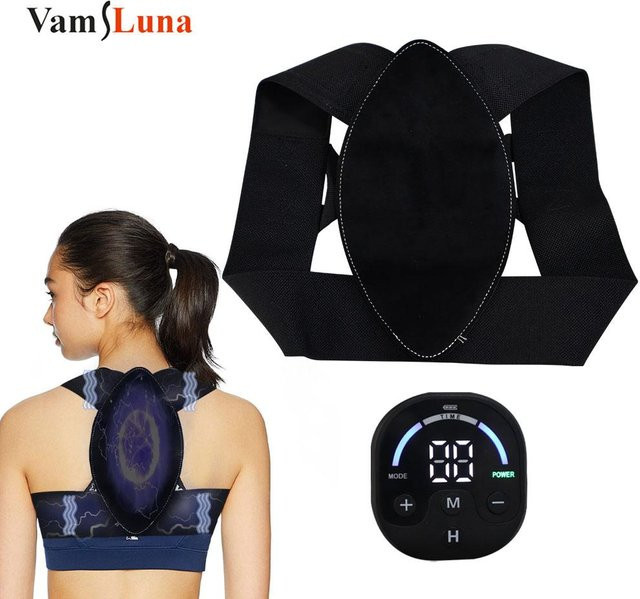 VamsLuna EMS Smart Haltungskorrektur-Gürtel mit 15-stufiger Impulsformung für Erwachsene und Kinder in Schwarz, Größe XL - Bild 1