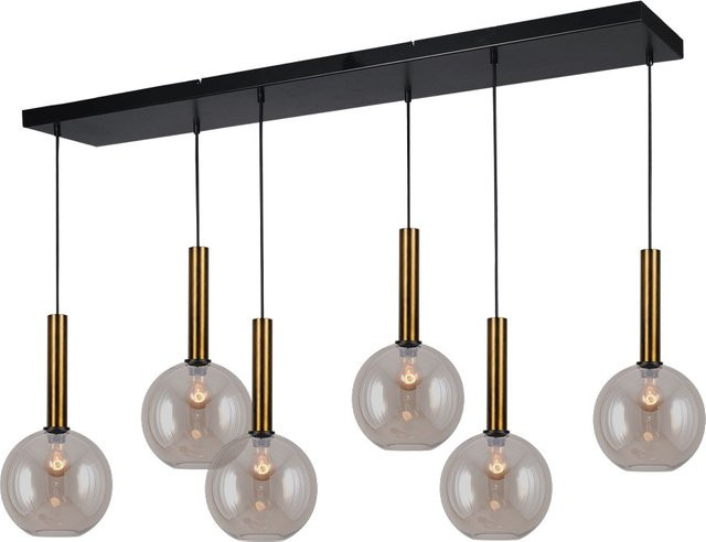 Masterlight Bella 2 Pendelleuchte 6-flammig in Gold und Messing antik mit Glas in Gold Fumé - Bild 1