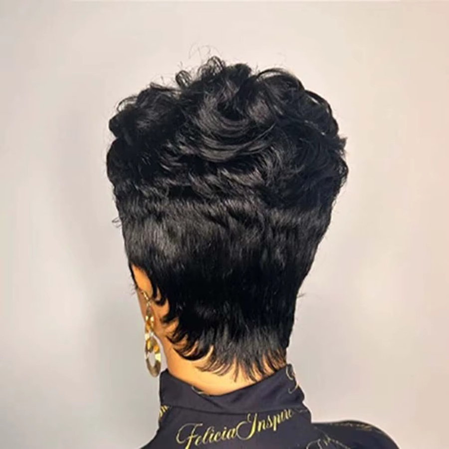 OYM HAIR Pixie-Perücke, kurze lockige Remy-Echthaar-Perücke, Damen - Bild 2