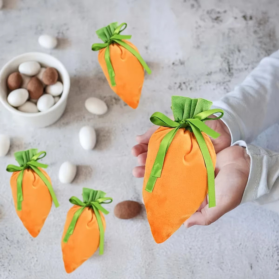 Oster-Geschenktüten in Karotten-Design aus Polyester, orangefarbene Süßigkeiten-Verpackung für Ostern-Dekorationen - Bild 3