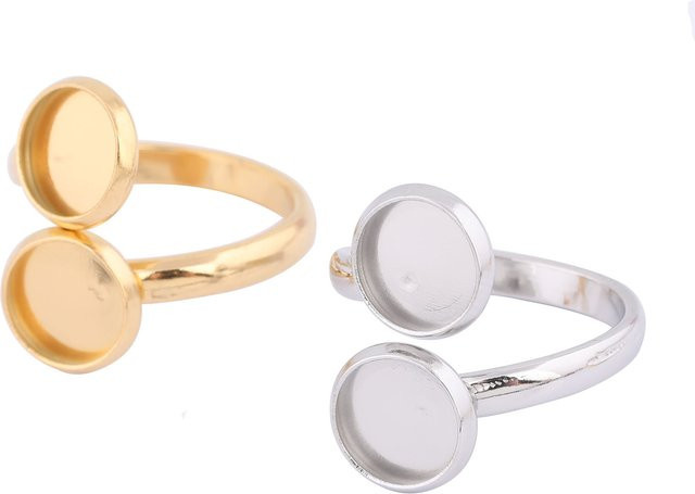 Ring Basisfassung Edelstahl vergoldet, 8 mm, verstellbar, Unisex - Bild 1