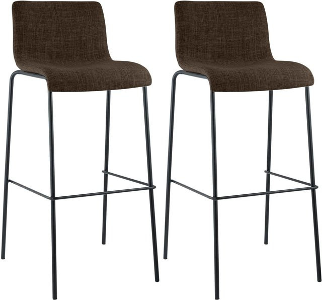 CLP 2er Set Barhocker Hover mit Stoffbezug und Vierfußgestell in Braun/Schwarz - Bild 1