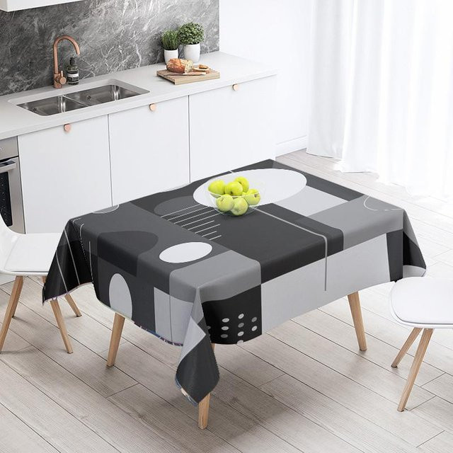 Abstrakte geometrische Tischdecke von JMG Household Supplies in Grau, wasserabweisend und modern, B/T: 140 x 200 cm - Bild 1