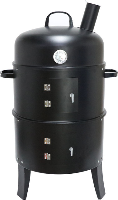 HIGHFELD BBQ Smoker Kettle Grill und Ofen in Schwarz mit Holzkohle für vertikales Grillen - Bild 1