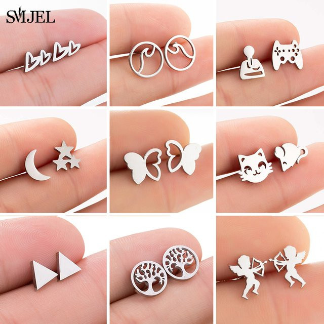 SMJEL Ohrstecker Edelstahl, Unisex - Bild 1