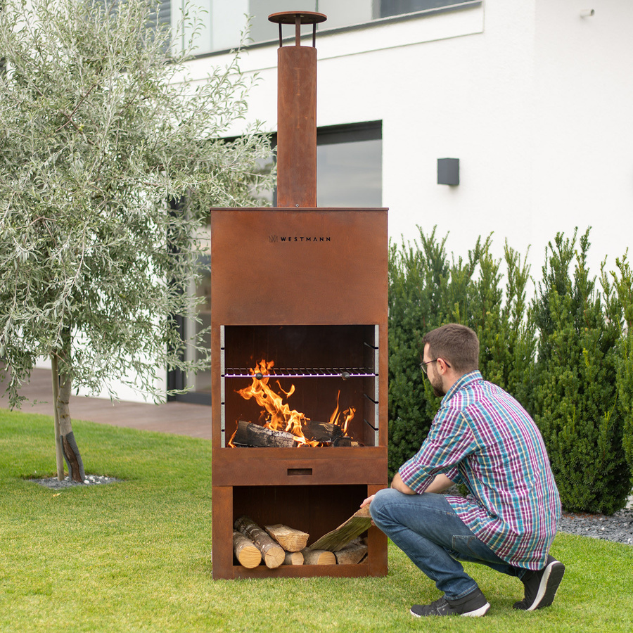 Westmann Gartenkamin in Braun, B/H/T: 70 x 229 x 41 cm - Bild 3