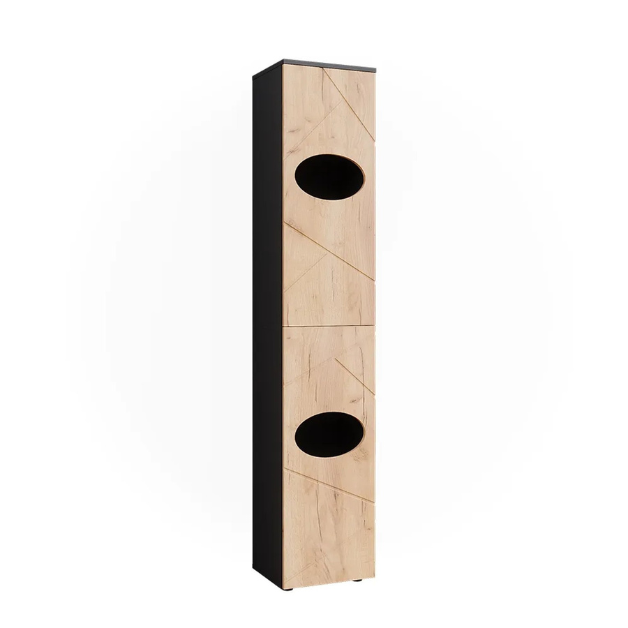 Vicco Wäscheschrank Irma in Anthrazit und Goldkraft Eiche für dein Badezimmer B/T/H: 37,2 x 32,0 x 192,0 cm - Bild 2