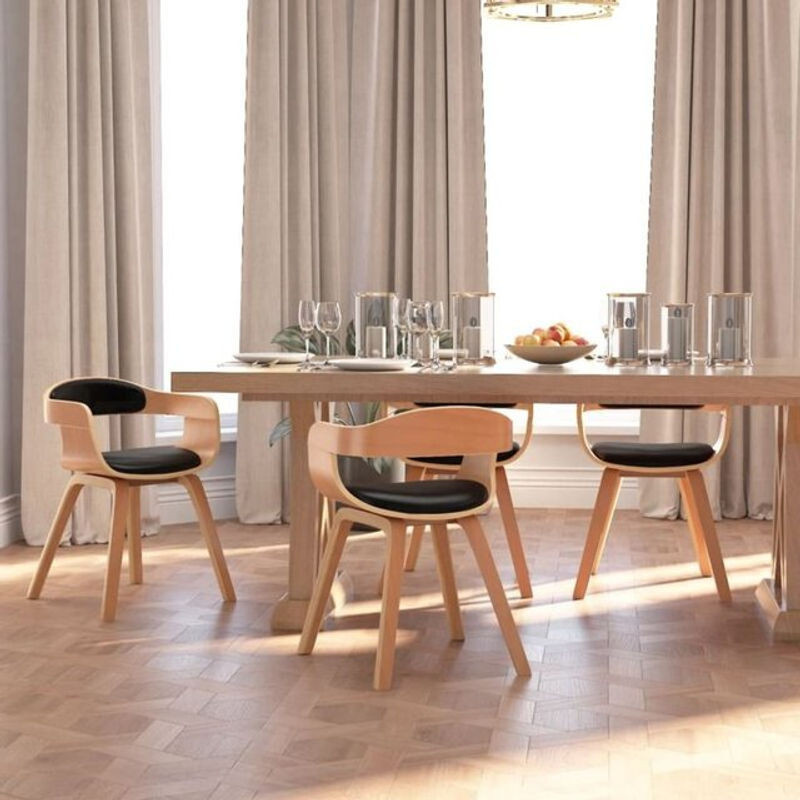Set aus 4 Esszimmerstühlen in Schwarz und Natur im skandinavischen Design von vidaxl - Bild 1