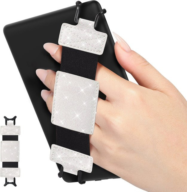 Weicher Handschlaufenhalter für Kindle E-Reader und Fire Tablet, rutschfester Anti-Fall-Halter für 6-8 Zoll Geräte, kompatibel mit Kindle, Kobo und Voyaga, in Pink oder Weiß - Bild 1