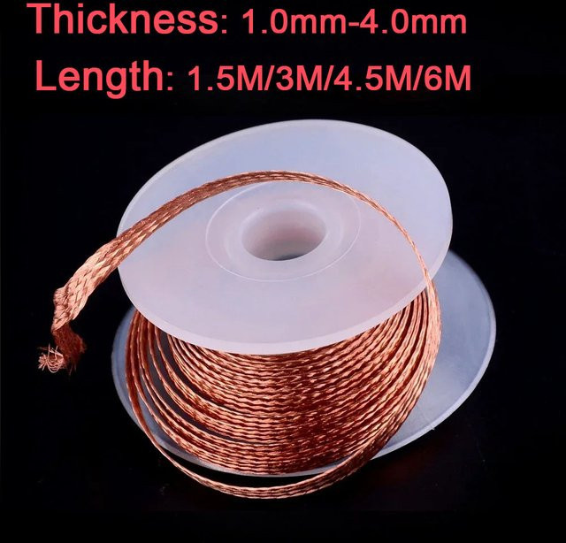 Lötlitze Entlötgeflecht zum Löten und Entlöten mit 1,0-4,0 mm Durchmesser und 1,5-6 m Länge für Reparaturarbeiten - Bild 1