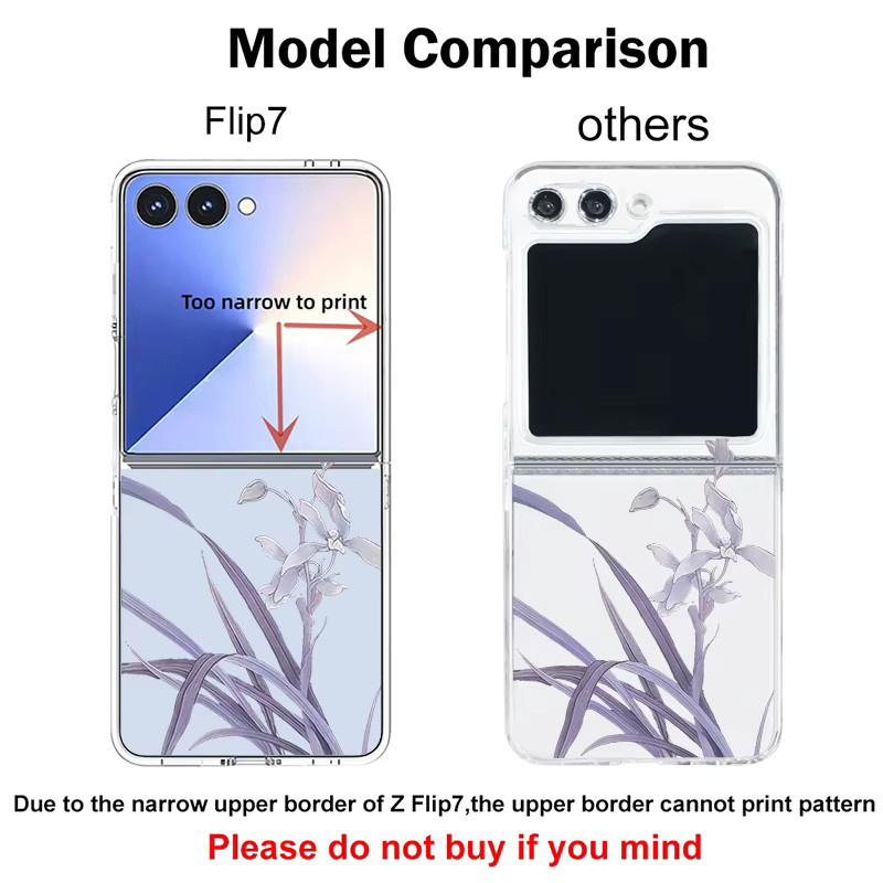Transparente Handyhülle mit blauem Blumenmuster für Samsung Galaxy Z Flip 7, Hard PC Folding Cover - Bild 2