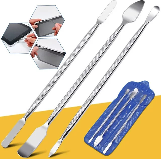 3er Set Metall Spudger Reparatur Werkzeug Kit mit Öffnung Hebeln für Smartphone, Tablet und PC in Silber - Bild 1