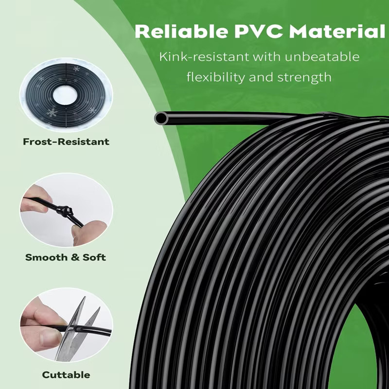 Nongjiale PVC-Mikroschlauch für Tropfbewässerungssysteme, 1/4 Zoll, Schwarz, 20 m - Bild 5