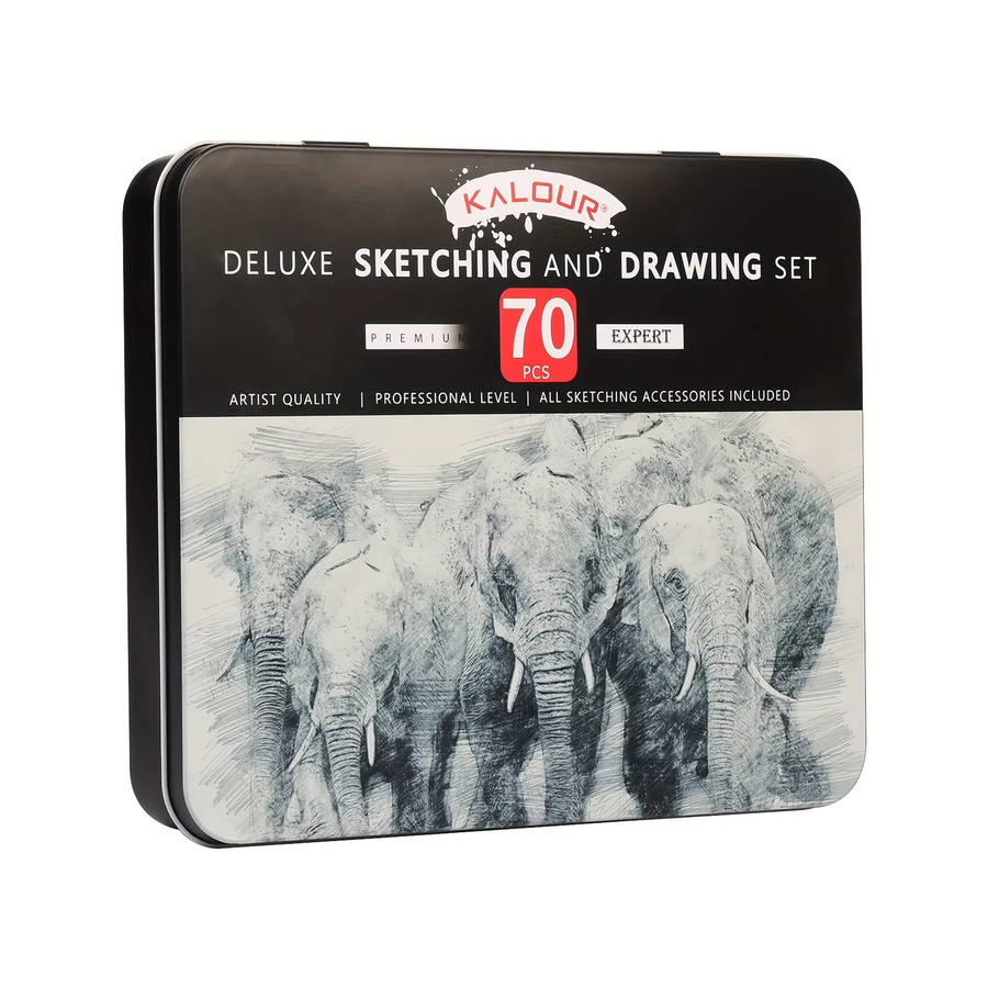 KALOUR Luxus Skizzier-Set aus Metall mit 70 Teilen für professionelle Kunst und Outdoor-Anwendungen inklusive Graphit-Bleistiften - Bild 6