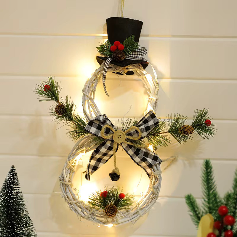 Weihnachts-Schneemann-Kranz von Strong-Toyers mit LED-Licht, weißer hängender Dekoration für Tür, Fenster und Wand - Bild 2