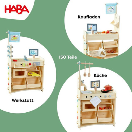 HABA Rollenspiel Studio 3in1, Kaufladen, Küche & Werkstatt, ab 3 Jahre