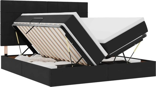 vidaXL Bett mit LED-Lichtleisten aus Samt in Schwarz mit Lift-up-Basis, B/T: 200 x 203 cm - Bild 1