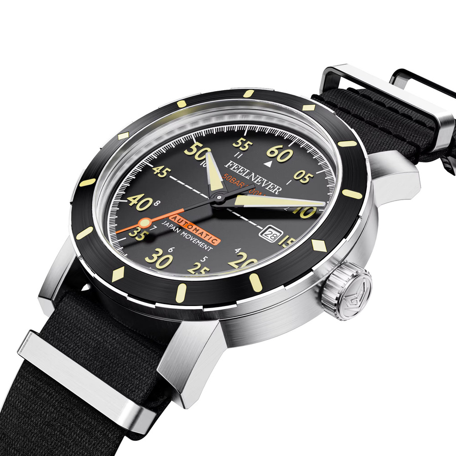 FEELNEVER Herrenuhr, Automatik, Edelstahl, Saphirglas, Schwarz, 50 ATM - Bild 4