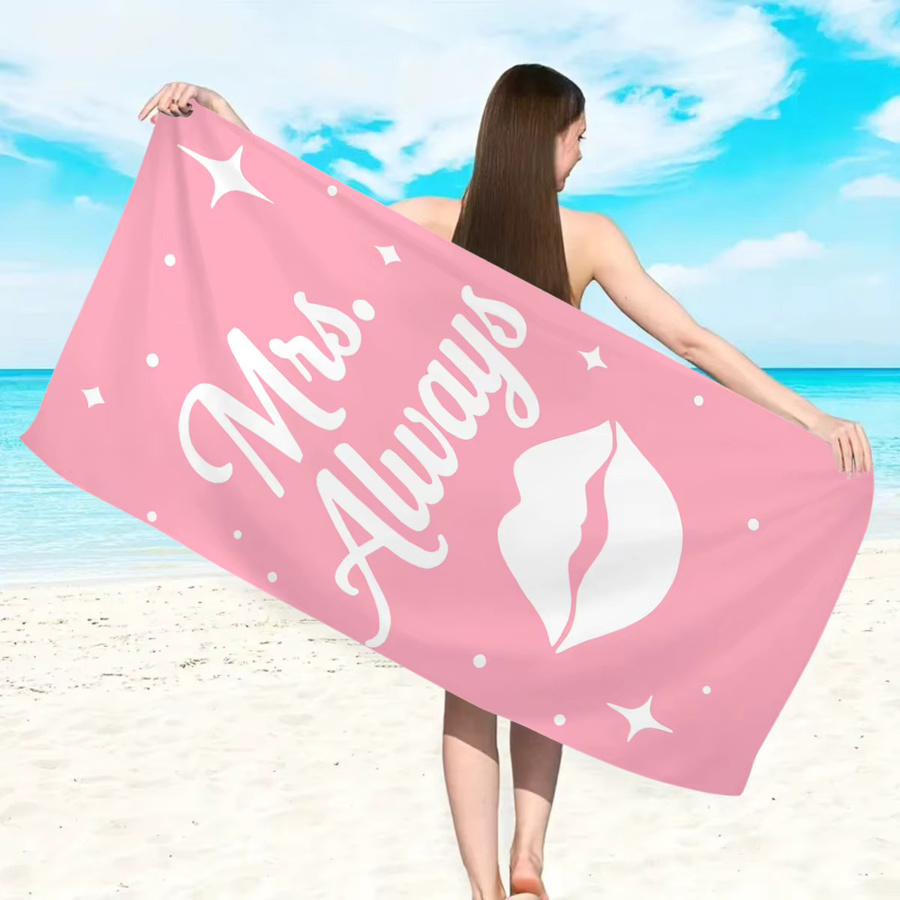Personalisiertes Strandtuch für Paare aus ultrafeiner Faser, schnell trocknend und saugfähig, Farbe: Pink - Bild 2
