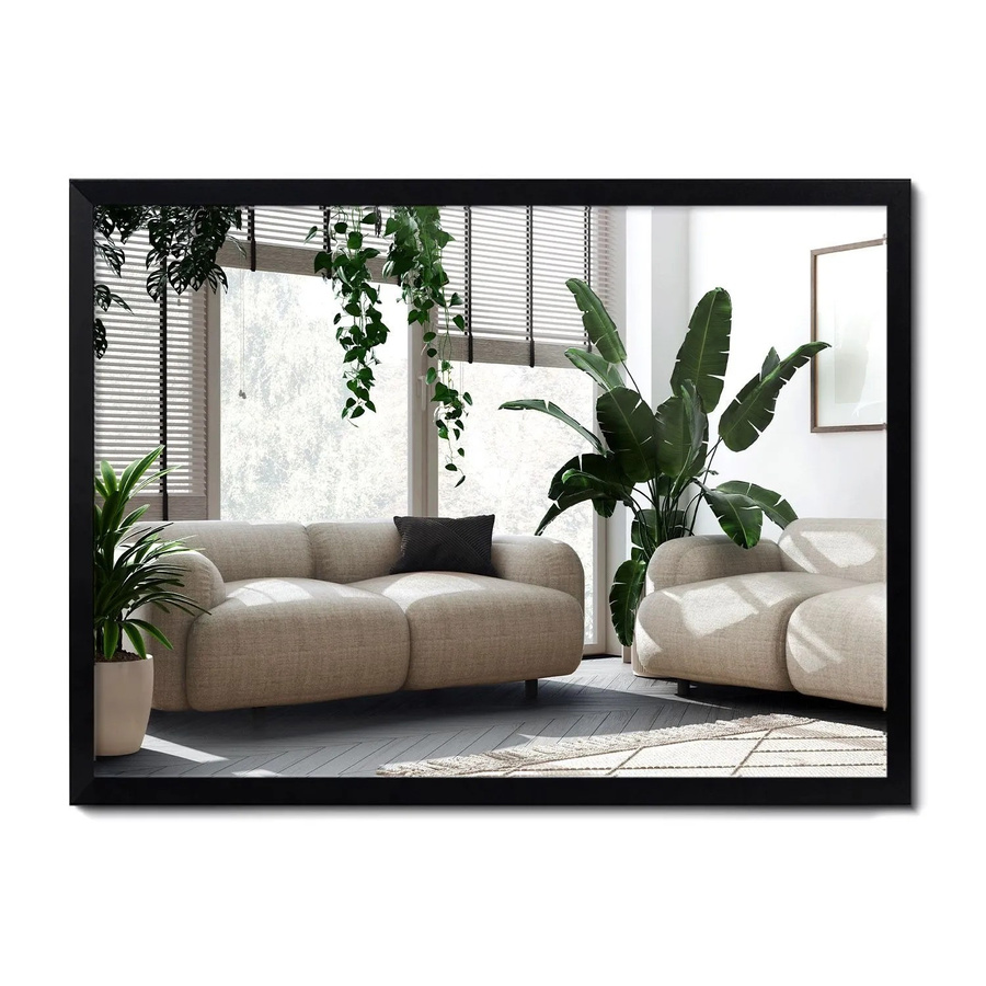 Wallfluent Badspiegel Rechteckig mit schwarzem MDF-Holzrahmen, Breite: 60 cm, Höhe: 80 cm - Bild 2
