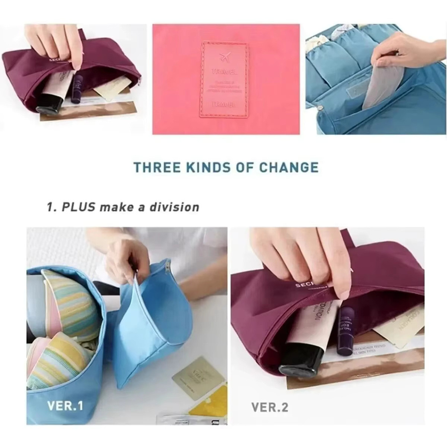 Untior Reise-Aufbewahrungstasche als multifunktionaler Organizer für Unterwäsche und Kosmetik in Grau - Bild 3
