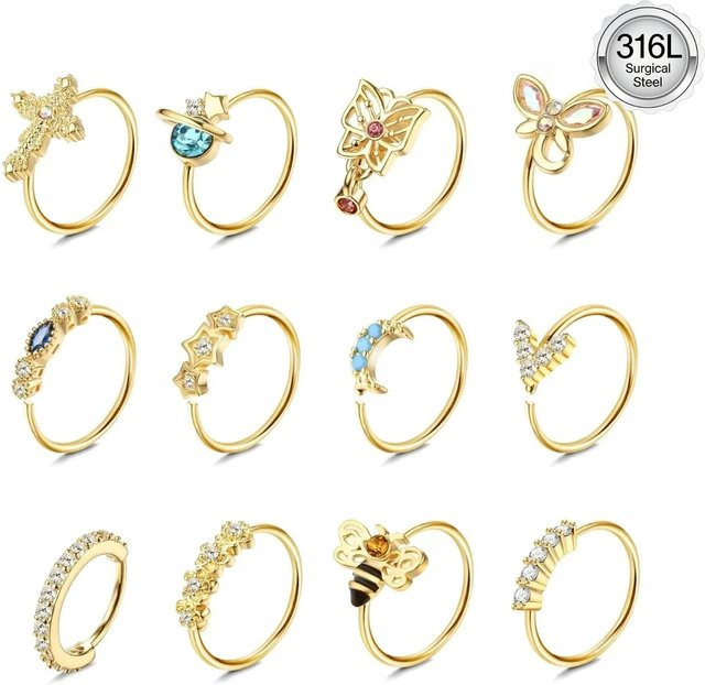 Drperfect Nasenring Hoop, Edelstahl, Gold, Unisex - Bild 1
