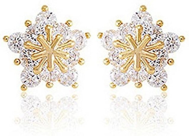 Huitan Ohrstecker, Snowflake, CZ-Stein, Damen, beige - Bild 1