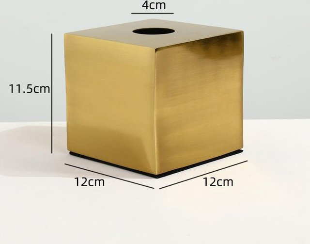 Moderne Taschentuchbox aus Metall in Gold mit Hausgeometrie zur Schreibtisch-Aufbewahrung - Bild 1