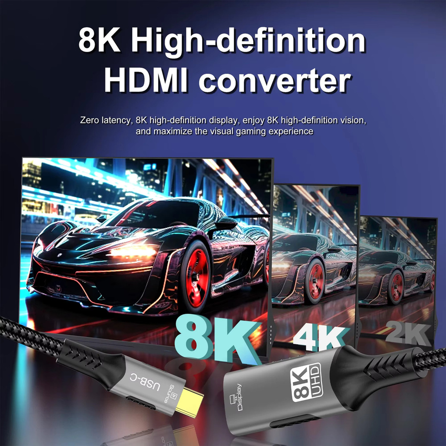 FDBRO USB-C auf HDMI 8K Verlängerungskabel mit 8K@60Hz und 4K@120Hz Unterstützung, 32,4 Gbit/s Adapter für Laptop, MacBook, PC und Smartphone zu TV oder Monitor - Bild 4