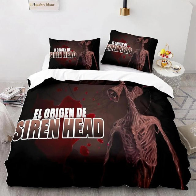 Siren Head Bettwäsche-Set aus Mikrofaser in Schwarz, bestehend aus Bettbezug und Kissenbezug, B/H: 175 x 220 cm - Bild 1