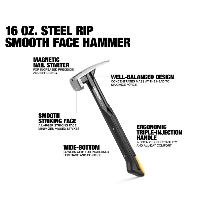Toughbuilt Magnetischer Hammer mit integriertem Nagelschlitz und Schafhorn 16/18 oz - Bild 2