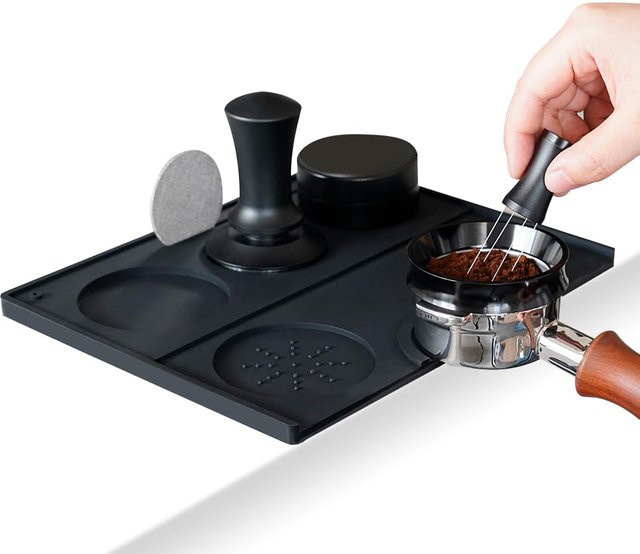 watchget Espresso Tamper Matte aus Silikon, rutschfest und waschbar, Schwarz, Breite: 25 cm, Tiefe: 20 cm - Bild 1