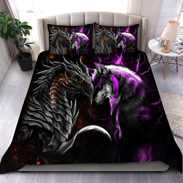 JMG Household Supplies Bettwäscheset Gelbes Auge des Schwarzen Drachen, Gothic Fantasy Drachenmotiv, 2- oder 3-teilig, B: 240 cm, H: 220 cm - Bild 1