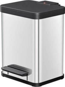 Hailo Öko duo Plus M Tret-Mülltrenner aus Edelstahl und Kunststoff in Silber mit Soft-Close-Mechanismus, 2x9 l - Bild 1