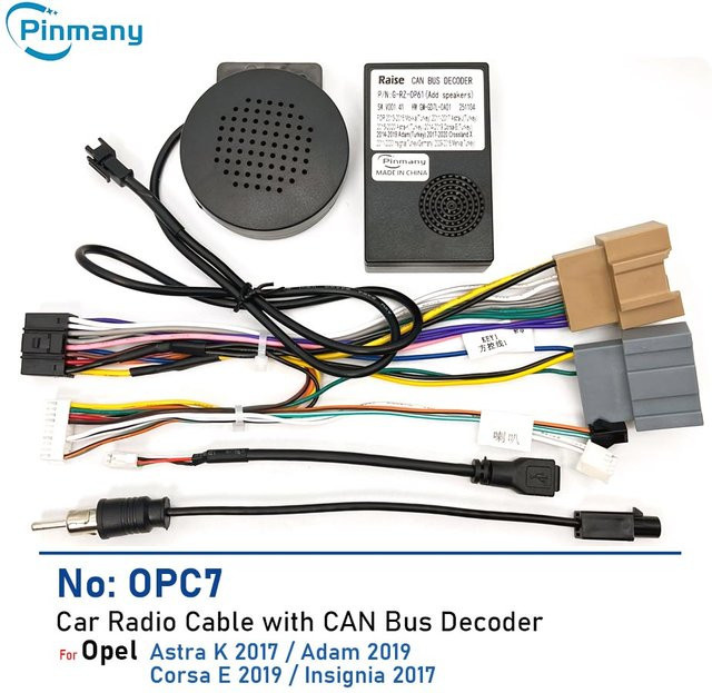 pinmany Autoradio-Kabelbaumadapter OPC7 mit CAN-Bus-Decoder für Android Head Units passend für Opel Astra K, Adam, Corsa E und Insignia - Bild 1