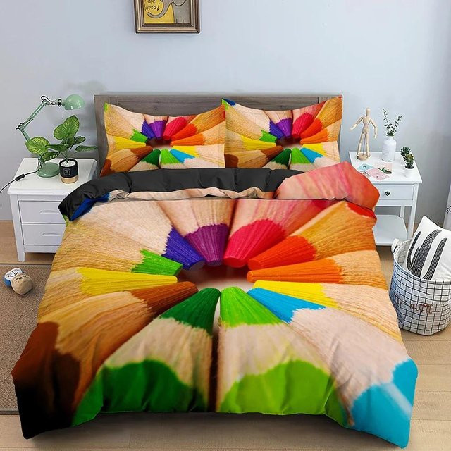 Bettwäscheset Lodestar aus Mikrofaser mit geometrischem Linienmuster in Multicolour, bestehend aus Bettbezug mit Reißverschluss und Kissenbezug, Breite: 140 cm, Höhe: 210 cm - Bild 1