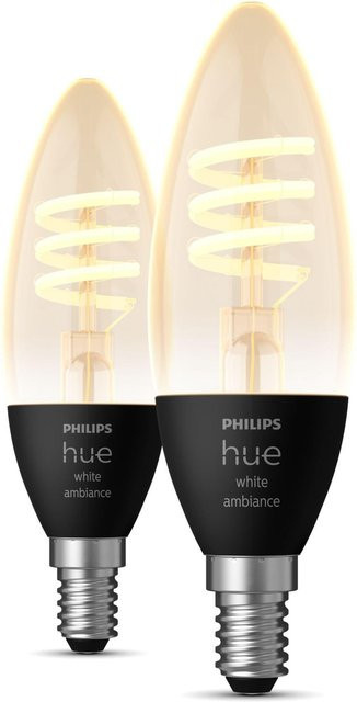 Philips Hue White Ambiance Filament LED-Kerzenlampe E14, 2er-Pack, Transparent - Bild 1