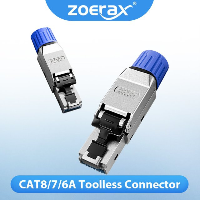 ZoeRax RJ45 Ethernet-Kabelstecker werkzeuglos für CAT8 CAT7 CAT6A STP-LAN-Kabel 22–26 AWG - Bild 1