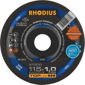 Rhodius TOPline XT200 EXTENDED Extradünne Trennscheibe für Metall, Durchmesser: 115 mm, Dicke: 1,0 mm, Bohrung: 22,23 mm - Bild 1
