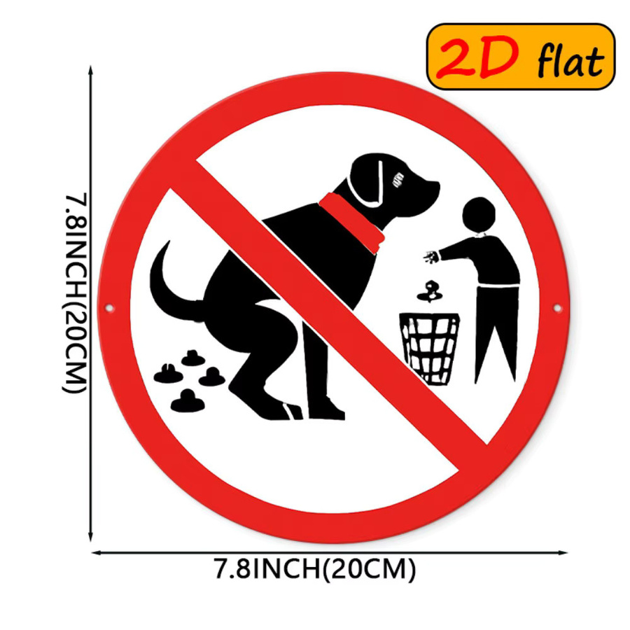 Rundes Aluminium-Metallschild CIFBUY Kein Hundekotlassen, Durchmesser: 20 cm, Farben: Weiß, Rot, Schwarz - Bild 5