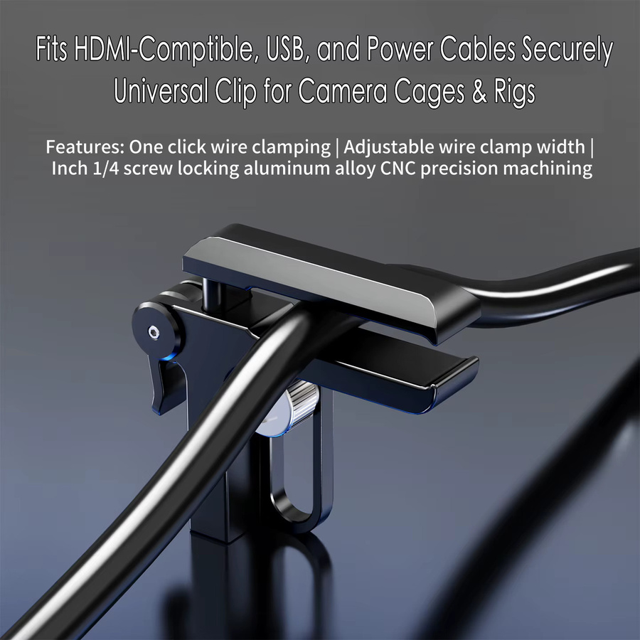 FEICHAO HDMI Kabelklemme mit 1/4 Zoll Clip Lock für Sony Canon DSLR Videokameras, Schwarz - Bild 2