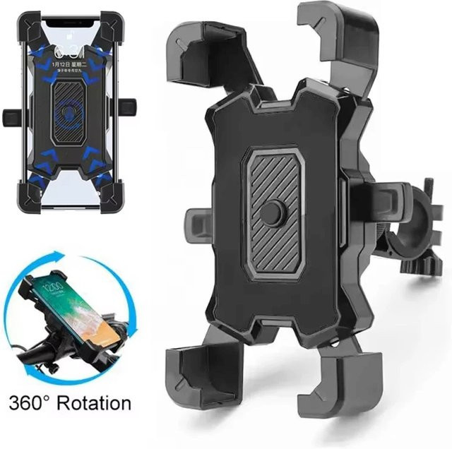 VORTNGLE 360 Grad drehbarer Metall-Handyhalter für Elektrofahrräder, Motorräder und Smartphones in Schwarz - Bild 1
