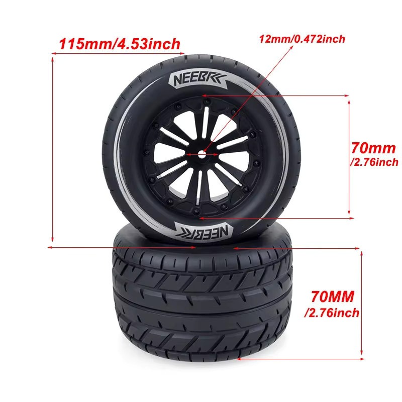 NEEBRC Gummireifen Rad Reifenfelge, 4-teiliges Set, 1:10, Schwarz - Bild 4