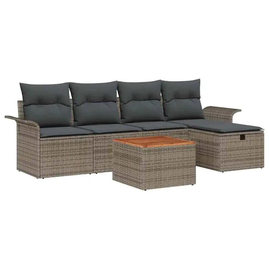 6-teiliges vidaXL Garten-Sofa-Set mit Speicher aus Poly-Rattan in Grau - Bild 2