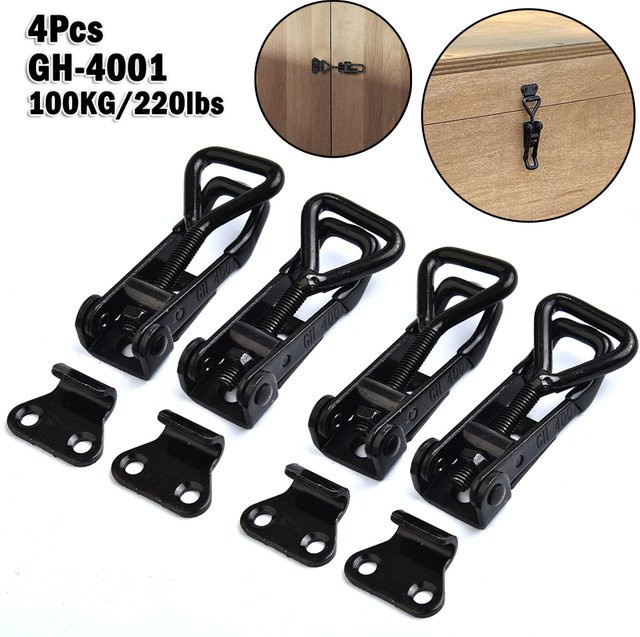 Vibratite 4er-Set Verstellbare Spannklammern aus Metall in Schwarz, GH-4001 Schnellverschluss-Spannhebel für Werkzeugkoffer - Bild 1