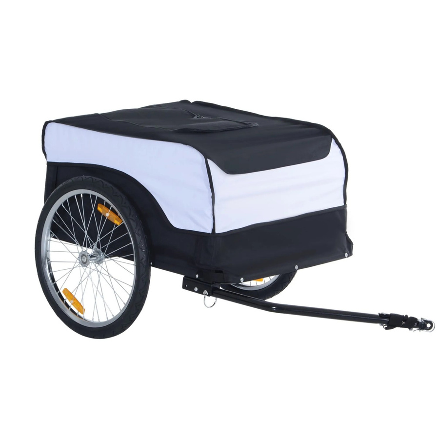 HOMCOM Fahrradanhänger für bis zu 40 kg in Weiß und Schwarz aus Stahl und Oxford, B/T/H: 140 x 77 x 65 cm - Bild 2